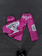 Unisex Loose Fit Graphic Print Track Pants with Relaxed High Street Style