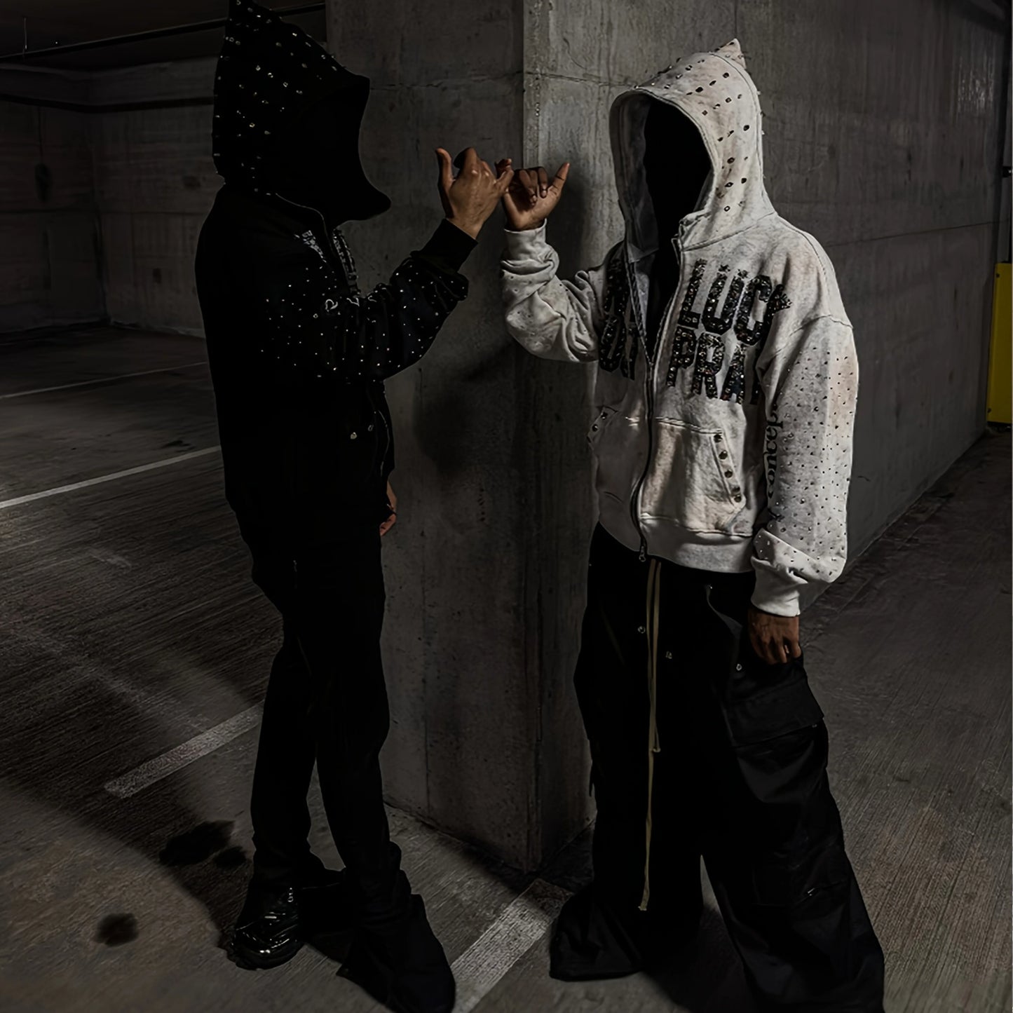 Unisex Rhinestone Graphic Hooded Sweatshirt with Relaxed Fit for Contemporary Streetwear Style