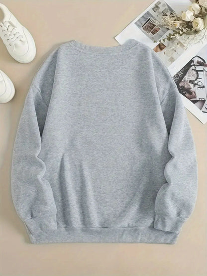 Women's Smiley Graphic Crew Neck Sweatshirt for Relaxed Contemporary Casual Streetwear Fashion