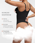 Sleek V-Neck Zip-Up Thong Bodysuit with Delicate Shoulder Straps