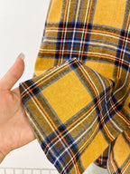 Vintage-Inspired Golden Yellow Plaid Button-Down Shirt with Relaxed Streetwear Silhouette