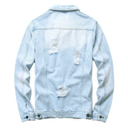 Distressed Denim Trucker Jacket with Slim Streetwear Inspired Casual Fit