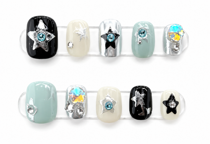 Celestial Gothic Press On Nails with Alternative Charm Inspired Artwork