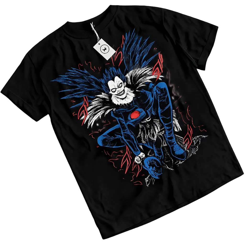 Anime Gothic Reaper Graphic T-Shirt with Dark Manga Streetwear Artwork