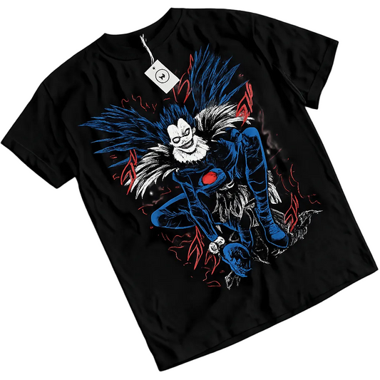 Anime Gothic Reaper Graphic T-Shirt with Dark Manga Streetwear Artwork