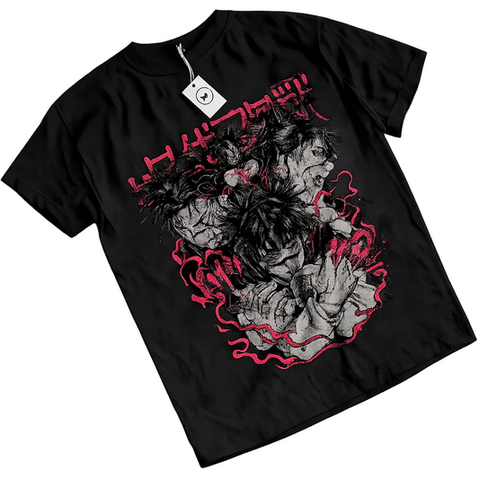 Dark Anime Warrior Graphic T-Shirt with Gothic Manga Streetwear Illustration