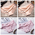 Four-Piece Low-Rise Seamless Brief Set with Intricate Lace Backs