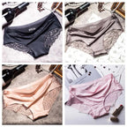 Four-Piece Low-Rise Seamless Brief Set with Intricate Lace Backs