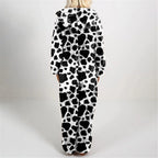 Plush Tiger Stripe Hooded Onesie Pajamas for Women, Long-Sleeve Full-Length Fleece Jumpsuit with Cozy Animal Print