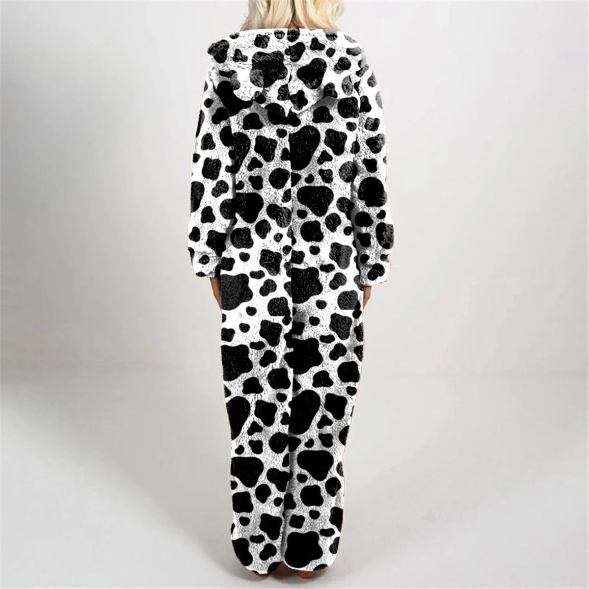 Plush Tiger Stripe Hooded Onesie Pajamas for Women, Long-Sleeve Full-Length Fleece Jumpsuit with Cozy Animal Print