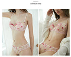 Ethereal Light Blue Sheer Mesh and Floral Embroidery Lingerie Set