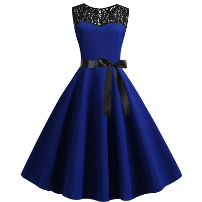 Elegant Lace Bodice Vintage Inspired Alternative Swing Midi Dress