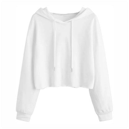 Women's Cropped Hooded Sweatshirt Relaxed Casual Streetwear Pullover for Everyday Layering Style