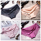 Four-Piece Low-Rise Seamless Brief Set with Intricate Lace Backs