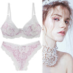Emerald Green and Black Floral Lace Underwire Bra and Panty Set with Strappy Accents