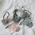 Delicate Eyelash Lace Ultra-Thin Unlined Bra and Panty Set