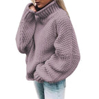 Women's Half Turtleneck Relaxed Fit Coarse Knit Casual Sweater