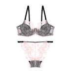 Delicate Eyelash Lace Ultra-Thin Unlined Bra and Panty Set