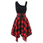 Gothic Plaid Skater Dress with Alternative Fashion Style
