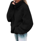 Women's Half Turtleneck Relaxed Fit Coarse Knit Casual Sweater