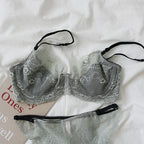 Delicate Eyelash Lace Ultra-Thin Unlined Bra and Panty Set