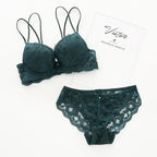 Romantic Light Pink Floral Lace Underwire Bra and Textured Panty Set