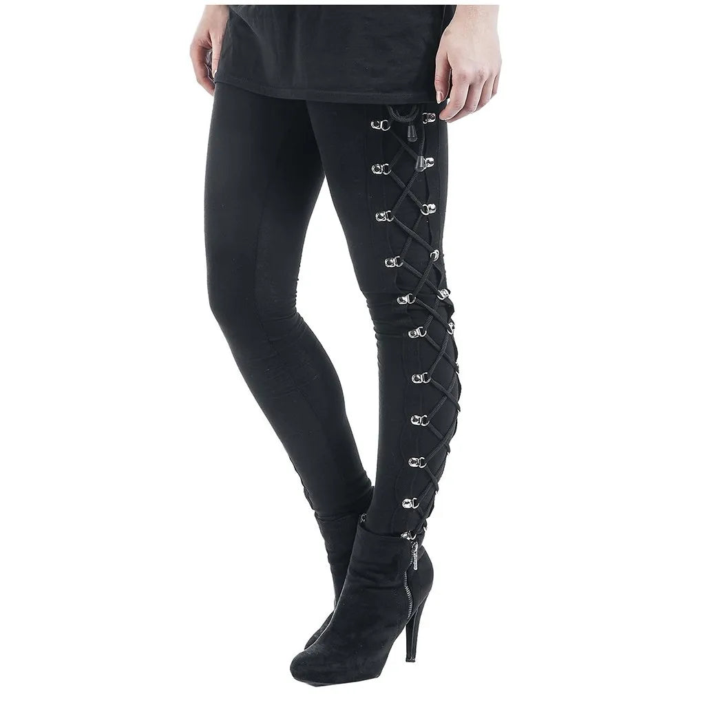 Lace Up Side Leggings High Waist Gothic Alternative Fashion Bottoms