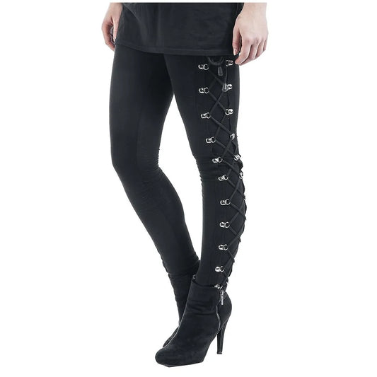 Lace Up Side Leggings High Waist Gothic Alternative Fashion Bottoms