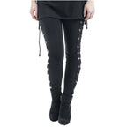 Lace Up Side Leggings High Waist Gothic Alternative Fashion Bottoms