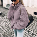 Women's Half Turtleneck Relaxed Fit Coarse Knit Casual Sweater