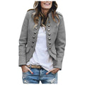 Women's Double Breasted Button Jacket Tailored Casual Layering Coat with Functional Pocket Design