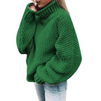 Women's Half Turtleneck Relaxed Fit Coarse Knit Casual Sweater