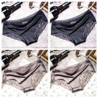 Four-Piece Low-Rise Seamless Brief Set with Intricate Lace Backs