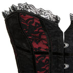 Dramatic Red and Black Lace Overbust Corset with Sweetheart Neckline and Front Busk
