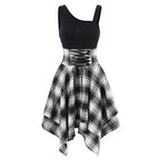 Gothic Plaid Skater Dress with Alternative Fashion Style