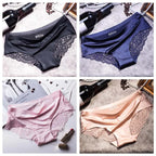 Four-Piece Low-Rise Seamless Brief Set with Intricate Lace Backs