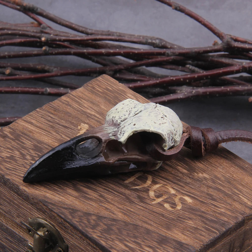 Gothic Raven Skull Pendant Necklace Inspired by Dark Alternative Aesthetics