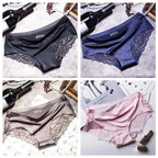 Four-Piece Low-Rise Seamless Brief Set with Intricate Lace Backs