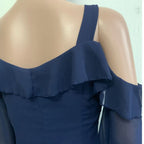 Dark Romantic Off-the-Shoulder Gothic Midi Dress with Dramatic Flowing Sleeves