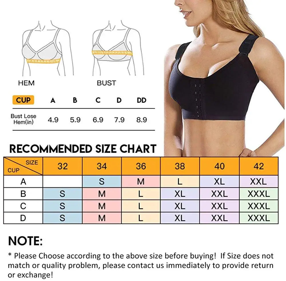 Front-Closure Wireless Support Bra with Wide Straps and Full Coverage