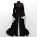 Elegant Medieval Inspired Gothic Maxi Dress with Fantasy Alternative Style