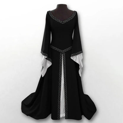 Elegant Medieval Inspired Gothic Maxi Dress with Fantasy Alternative Style