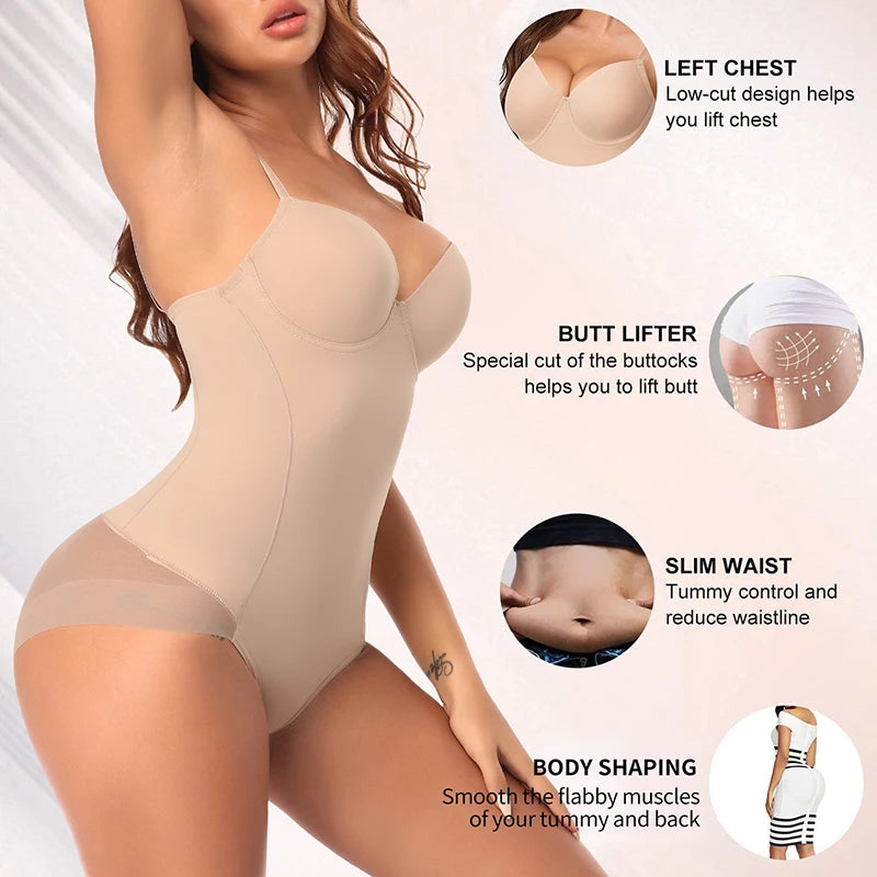Structured Underwire Shaping Bodysuit with Adjustable Spaghetti Straps
