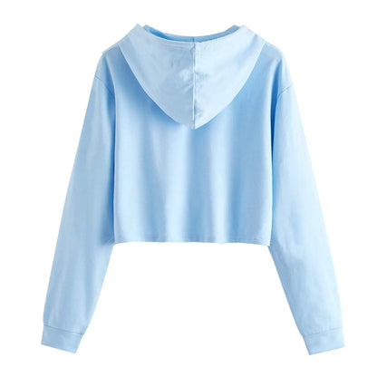 Women's Cropped Hooded Sweatshirt Relaxed Casual Streetwear Pullover for Everyday Layering Style