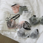 Delicate Eyelash Lace Ultra-Thin Unlined Bra and Panty Set