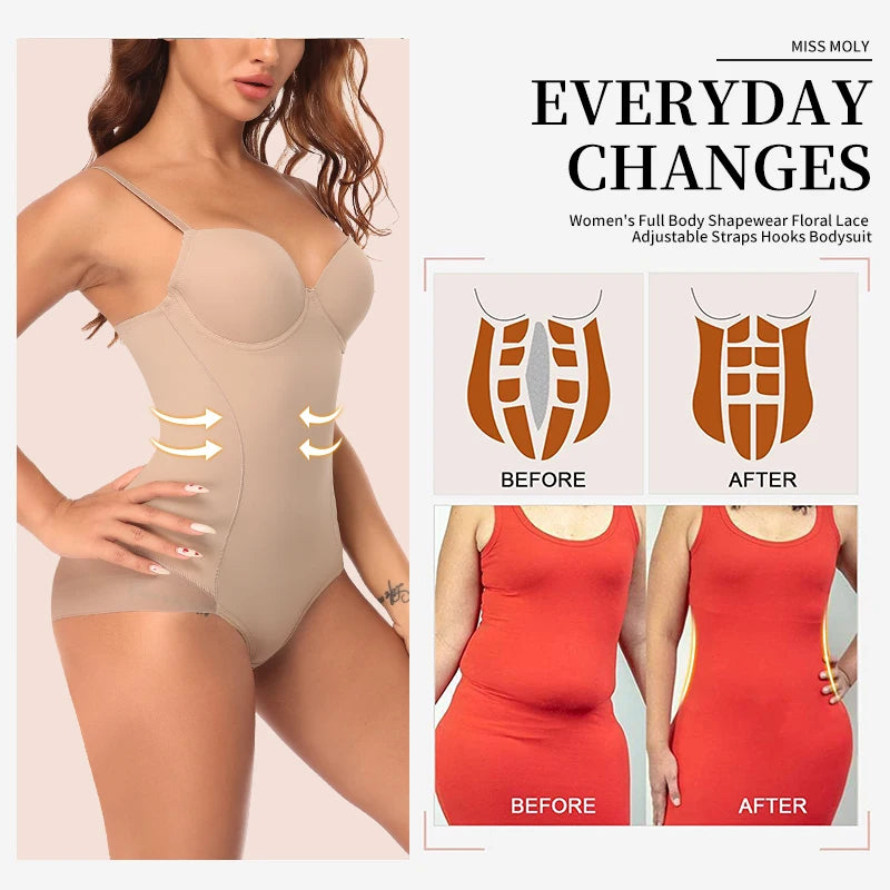 Structured Underwire Shaping Bodysuit with Adjustable Spaghetti Straps