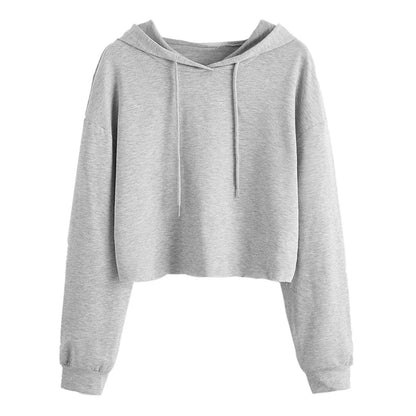 Women's Cropped Hooded Sweatshirt Relaxed Casual Streetwear Pullover for Everyday Layering Style