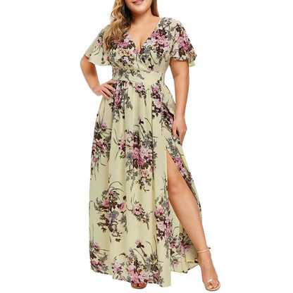 Romantic Floral Wrap Front Alternative Fashion Maxi Dress