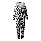 Plush Tiger Stripe Hooded Onesie Pajamas for Women, Long-Sleeve Full-Length Fleece Jumpsuit with Cozy Animal Print
