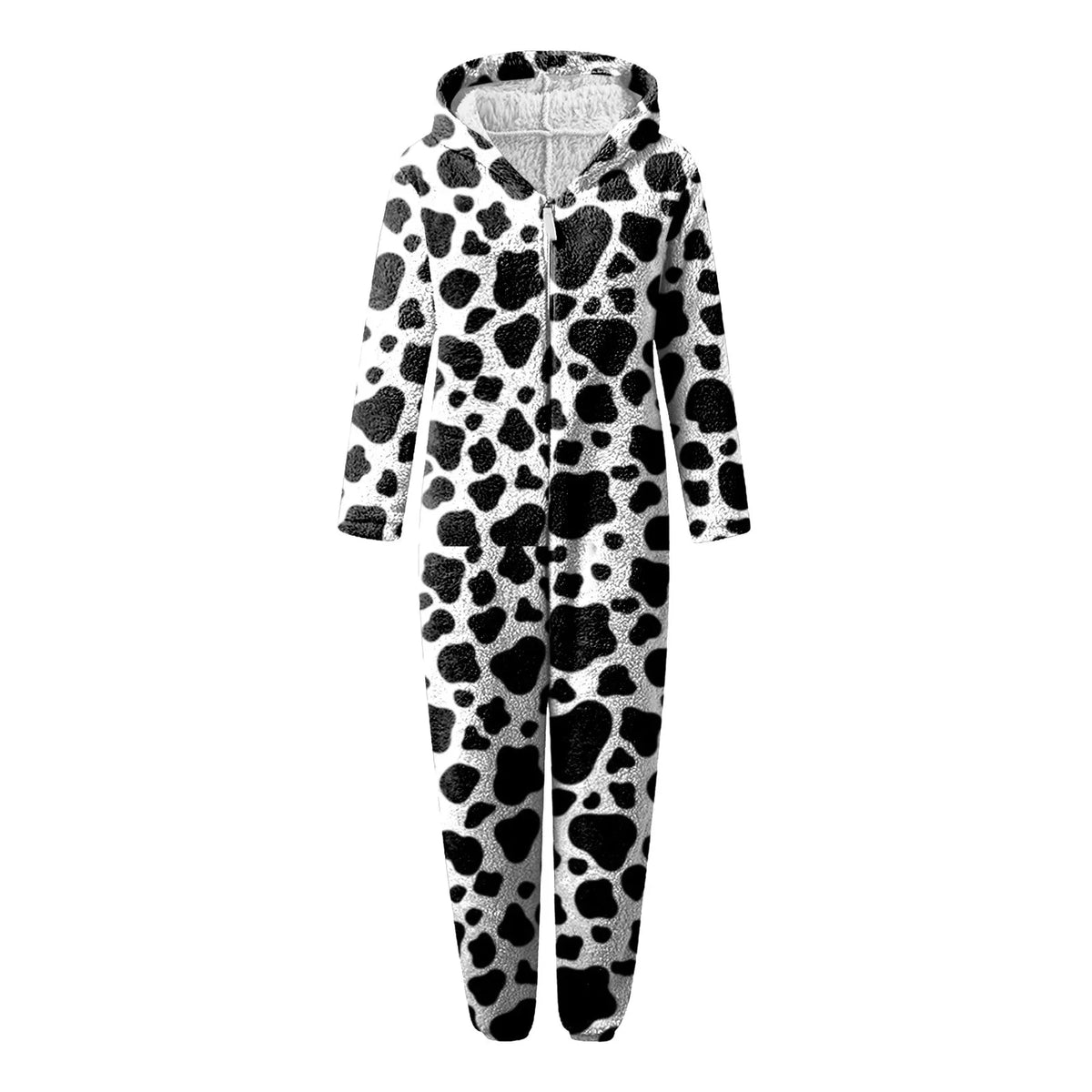 Plush Tiger Stripe Hooded Onesie Pajamas for Women, Long-Sleeve Full-Length Fleece Jumpsuit with Cozy Animal Print